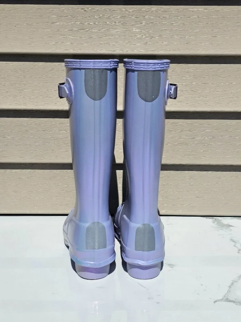 Hunter Nebula Kids Tall Rain Boots (light purple iridescent finish)